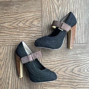 NEW Zinc Unique Raffia Heel Maryjane platform Pump